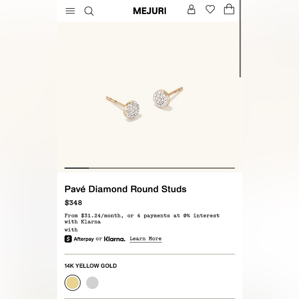 Mejuri Pavé Diamond Round Studs 14k Yellow Gold with Natural Diamonds
